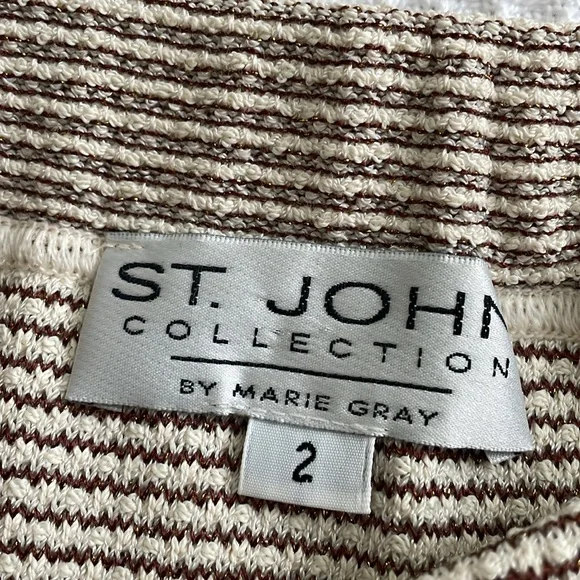 ST. JOHN Elegant Cream Women's Jacket & Skirt Set - Picture 9 of 16